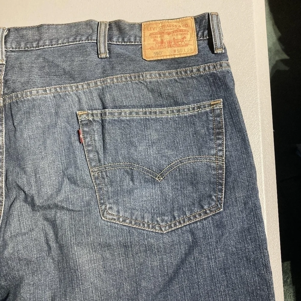Levis 550 Men's Jeans 50 x 29 Blue Denim Relaxed Fit 100% Cotton Everyday EUC